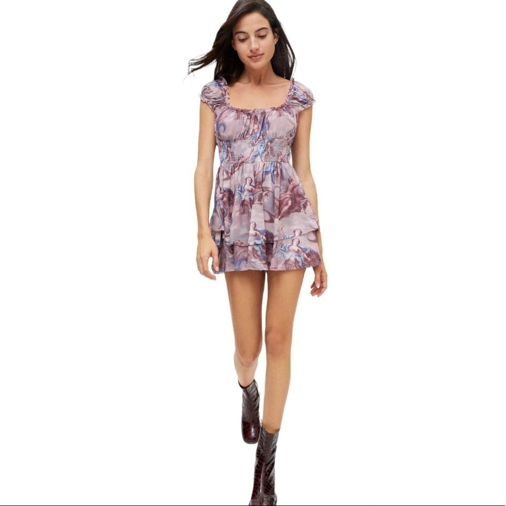 Urban Outfitters Rosie Mesh Romper Renaissance Print NWT - Picture 14 of 15